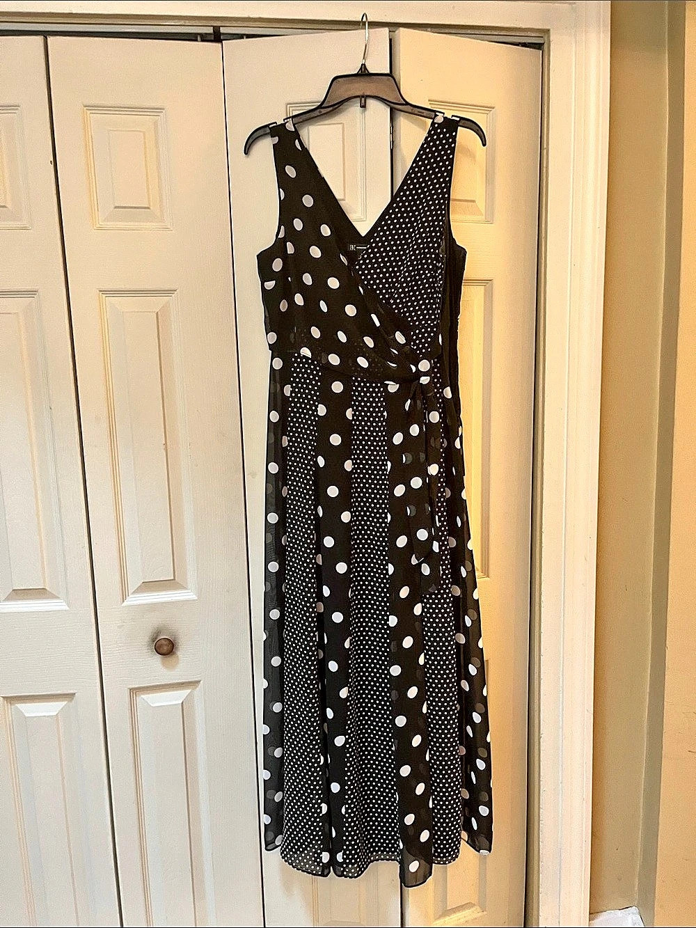 INC International Concepts Polka Dot Maxi Dress in Black & White Size 6 Like New